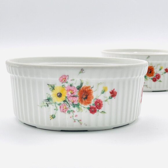 Apilco Porcelain France Quiche Baker Ribbed Floral Baking Dish Pottery Qty 2 - Picture 1 of 5